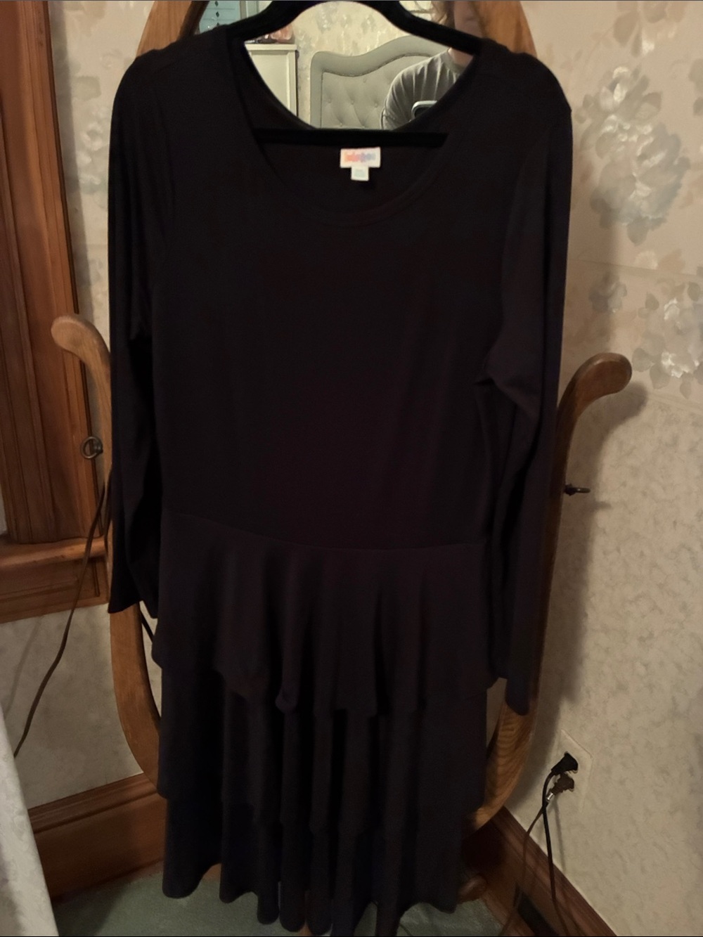 LuLaRoe Black Long-Sleeve Tiered Peplum Dress
